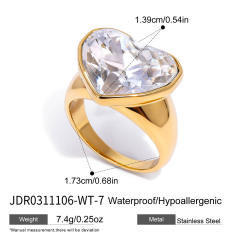 Valentines's day gift diamond heart stainless steel necklace bracelet rings set