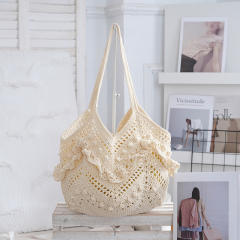 2026 Woven Shoulder Bag Handmade Woven Hollow Tote Bag Beach Vacation Women's Bag