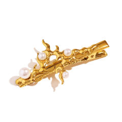 Stainless Steel Pearl Hair Clip shell brunch stainless steel duckbill hair clips
