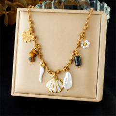 Ocean Element Series Stainless Steel Necklace Starfish Turtle Conch Shell Marine Life charm necklace
