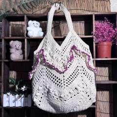 2026 Woven Shoulder Bag Handmade Woven Hollow Tote Bag Beach Vacation Women's Bag