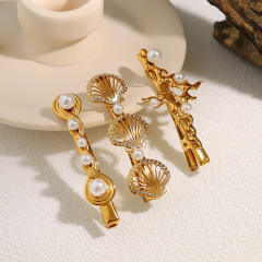 Stainless Steel Pearl Hair Clip shell brunch stainless steel duckbill hair clips