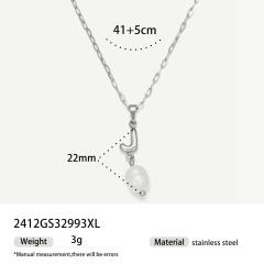 Real Pearl Stainless Steel Necklace Simple initial pendant necklace