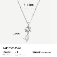 Real Pearl Stainless Steel Necklace Simple initial pendant necklace