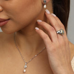 Real Pearl Stainless Steel Necklace Simple initial pendant necklace