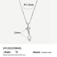 Real Pearl Stainless Steel Necklace Simple initial pendant necklace