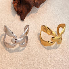 Chunky bow design gold plated stainless steel bangle cuffs bracelet