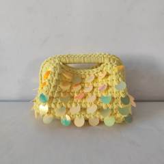 New Autum Style Pure Hand-Woven Multi-Color Sequin Clutch Bag corchet bag