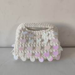 New Autum Style Pure Hand-Woven Multi-Color Sequin Clutch Bag corchet bag