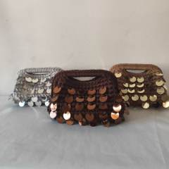 New Autum Style Pure Hand-Woven Multi-Color Sequin Clutch Bag corchet bag