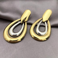 18K Gold Stainless Steel earrings hollow out drop shape big earrings