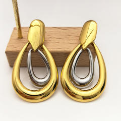 18K Gold Stainless Steel earrings hollow out drop shape big earrings