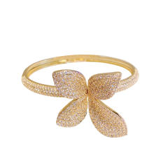 Luxury Copper Plated 18K Gold Inlaid Zircon Women's Bracelet New Full Diamond Bracelet