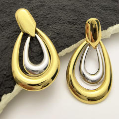 18K Gold Stainless Steel earrings hollow out drop shape big earrings