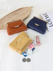 New Simple Fashionable Clip Bag Mini Coin Purse Short Cute Trendy Clutch Wallet