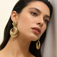 304 stainless steel earrings chunky hollow circle earrings for women