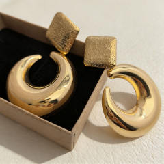 304 stainless steel earrings chunky hollow circle earrings for women