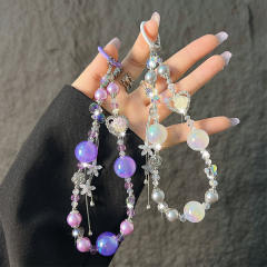 Love Rose Crystal Mobile Phone Chain Wrist Strap Mobile Phone Lanyard Accessories