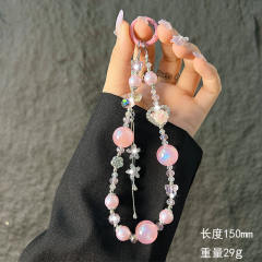 Love Rose Crystal Mobile Phone Chain Wrist Strap Mobile Phone Lanyard Accessories