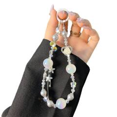 Love Rose Crystal Mobile Phone Chain Wrist Strap Mobile Phone Lanyard Accessories