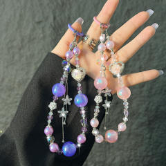 Love Rose Crystal Mobile Phone Chain Wrist Strap Mobile Phone Lanyard Accessories