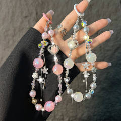Love Rose Crystal Mobile Phone Chain Wrist Strap Mobile Phone Lanyard Accessories