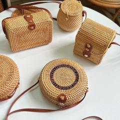 Vietnam Autumn Rattan Woven Round Bag Small Square Bag straw bag box bag beach bag