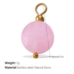 New Beach Ocean Vacation Style DIY Colorful Natural Stone Heart Pendant Accessories Plated 18K Gold Jewelry Pendant