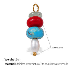 New Beach Ocean Vacation Style DIY Colorful Natural Stone Heart Pendant Accessories Plated 18K Gold Jewelry Pendant