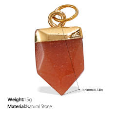 New Beach Ocean Vacation Style DIY Colorful Natural Stone Heart Pendant Accessories Plated 18K Gold Jewelry Pendant