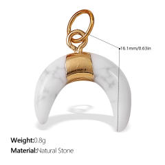 New Beach Ocean Vacation Style DIY Colorful Natural Stone Heart Pendant Accessories Plated 18K Gold Jewelry Pendant