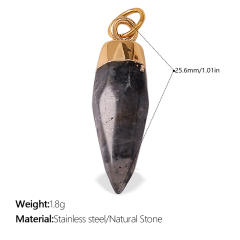 New Beach Ocean Vacation Style DIY Colorful Natural Stone Heart Pendant Accessories Plated 18K Gold Jewelry Pendant