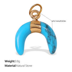 New Beach Ocean Vacation Style DIY Colorful Natural Stone Heart Pendant Accessories Plated 18K Gold Jewelry Pendant