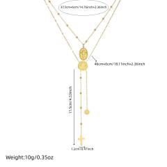 Dainty Round relief human figure layer necklace stainless steel necklace stack wear necklace
