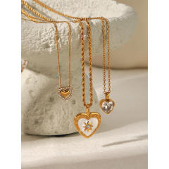 French trend classic heart pendant dainty stainless steel necklace