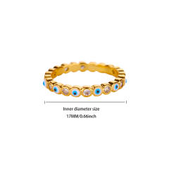 Fashion Retro Ins Style Blue Drip Glaze Open Ring Elegant Simple Geometric Zircon Versatile Ring