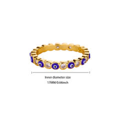 Fashion Retro Ins Style Blue Drip Glaze Open Ring Elegant Simple Geometric Zircon Versatile Ring