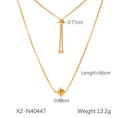 18KG easy match beaded series stainless steel necklace bracelet rings earrings set