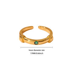 Fashion Retro Ins Style Blue Drip Glaze Open Ring Elegant Simple Geometric Zircon Versatile Ring