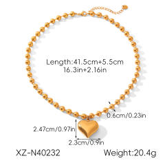 18KG easy match beaded series stainless steel necklace bracelet rings earrings set