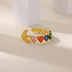 Fashion Retro Ins Style Blue Drip Glaze Open Ring Elegant Simple Geometric Zircon Versatile Ring
