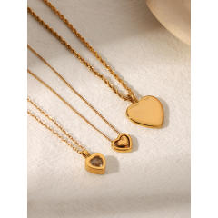 French trend classic heart pendant dainty stainless steel necklace