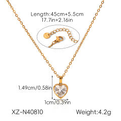 French trend classic heart pendant dainty stainless steel necklace