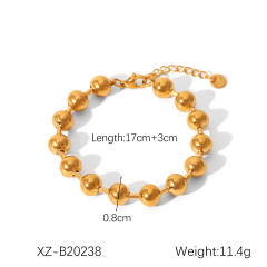18KG easy match beaded series stainless steel necklace bracelet rings earrings set