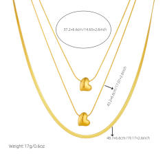Gold-plated smooth love pendant stacked wearing multi-layer chain stainless steel Necklace