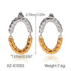 Unique hammer pattern mix color semicircle stainless steel earrings