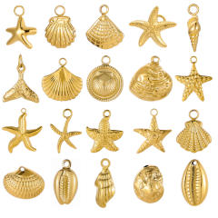 Ocean Style Series DIY Accessories Conch Shell Starfish Stainless Steel Electroplating DIY Handmade Necklace Bracelet Jewelry Hanging