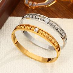 New Gold stainless Steel bangle unique rotatable bead bangle bracelet for women