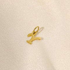 Stainless steel plating 14K gold 26 English letter pendant titanium steel DIY jewelry accessories wholesale