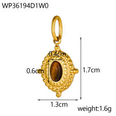 Sunflower Tiger Eye Maillard Color DIY Stainless Steel Pendant Handmade Necklace Earrings Accessories